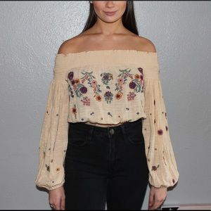 Free People Floral Strapless Top